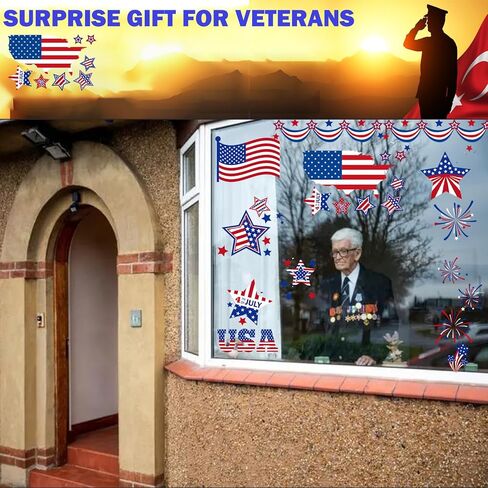 Patriotic Window Clings,Independence Day Window Stickers Labor Day Window Clings,USA Stars Veterans Day, Fourth of July Window Clings for School Home Office Party Supplies in Kuwait