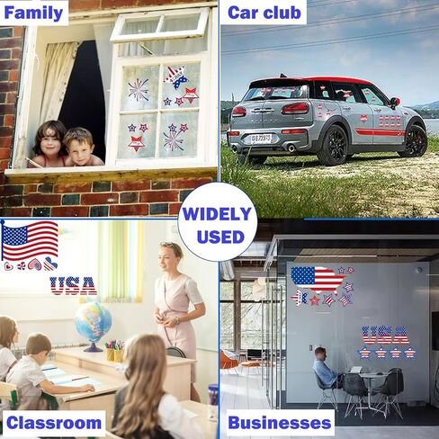 Patriotic Window Clings,Independence Day Window Stickers Labor Day Window Clings,USA Stars Veterans Day, Fourth of July Window Clings for School Home Office Party Supplies in Kuwait