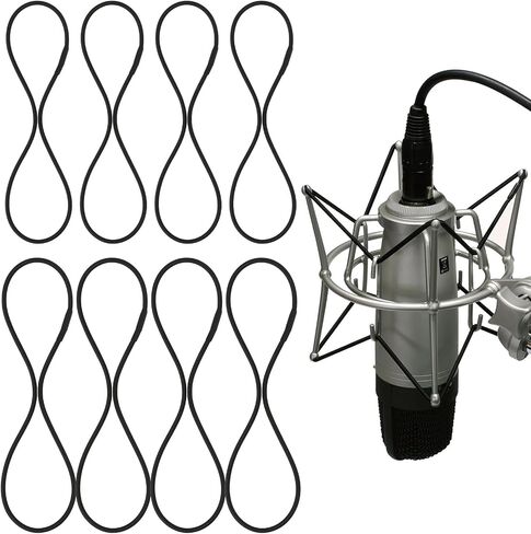 8 Pieces Black Universal Elastic Bands Replacement Microphone Shock Mount Rubber Ring Anti-Aging Rubber Ring for Microphone Shock Mount Holder Clamp Clip, Mic Holder Clip in Saudi Arabia