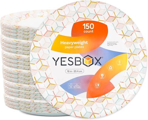 Blue Paper Plates 10 Inch - Pack of 150, Microwave-Safe, Cut Resistant, Soak-Proof, Sturdy Disposable Plates For Everyday Breakfast, Lunch, & Dinner Meals. in Saudi Arabia