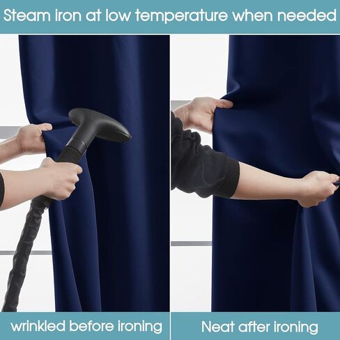 ستائر تعتيم روتريلو لغرفة النوم، ستائر جيب قضيب تعتيم الغرفة معزولة حراريًا لغرفة المعيشة، لوحتان (42 × 45 بوصة، أسود) in Kuwait