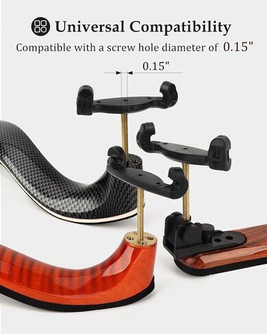LMS Universal Extra Long Fork for Violin Shoulder Rest 4/4 3/4 Full Size, Replacement for Violin Viola Fiddle Shoulder Rest Extra-Long Feet, 1.5 inch (Black) in Saudi Arabia