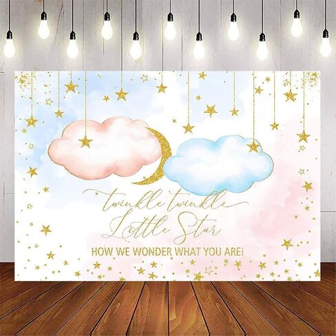 Avezano Twinkle Twinkle Little Star يكشف عن الجنس خلفية للأولاد أو البنات كيف نتساءل عما أنت عليه ديكورات خلفية الحفلات، سحابات وردية أو زرقاء تكشف عن خلفيات التقاط الصور (7 × 5 أقدام) in Saudi Arabia