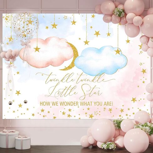 Avezano Twinkle Twinkle Little Star يكشف عن الجنس خلفية للأولاد أو البنات كيف نتساءل عما أنت عليه ديكورات خلفية الحفلات، سحابات وردية أو زرقاء تكشف عن خلفيات التقاط الصور (7 × 5 أقدام) in Saudi Arabia