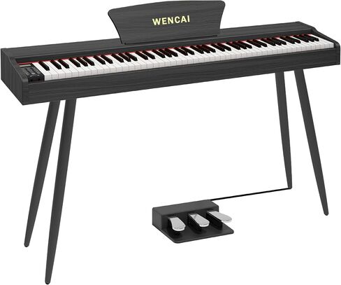 88 Key Fully Weighted Electric Piano Keyboard Hammer Action Full-size Digital Pianos for Beginners Adults Wooden Upright Piano with Sheet Music Stand Triple Pedal Supports USB-MIDI Orange in Saudi Arabia
