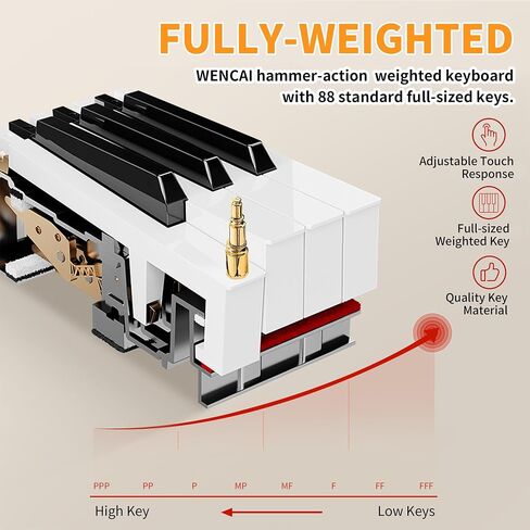 88 Key Fully Weighted Electric Piano Keyboard Hammer Action Full-size Digital Pianos for Beginners Adults Wooden Upright Piano with Sheet Music Stand Triple Pedal Supports USB-MIDI Orange in Saudi Arabia