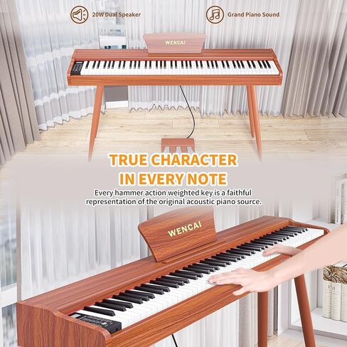 88 Key Fully Weighted Electric Piano Keyboard Hammer Action Full-size Digital Pianos for Beginners Adults Wooden Upright Piano with Sheet Music Stand Triple Pedal Supports USB-MIDI Orange in Saudi Arabia