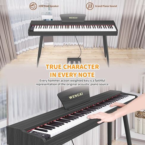 88 Key Fully Weighted Electric Piano Keyboard Hammer Action Full-size Digital Pianos for Beginners Adults Wooden Upright Piano with Sheet Music Stand Triple Pedal Supports USB-MIDI Orange in Saudi Arabia