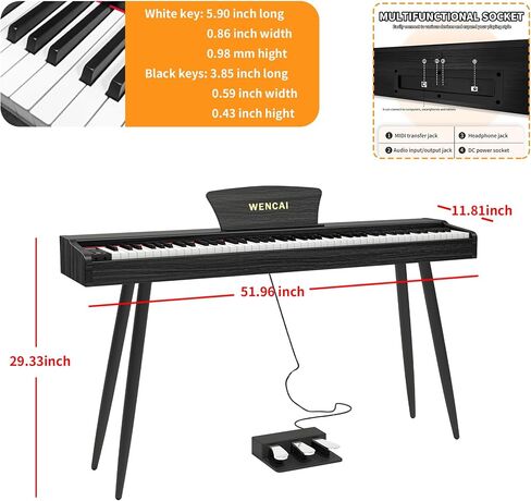 88 Key Fully Weighted Electric Piano Keyboard Hammer Action Full-size Digital Pianos for Beginners Adults Wooden Upright Piano with Sheet Music Stand Triple Pedal Supports USB-MIDI Orange in Saudi Arabia