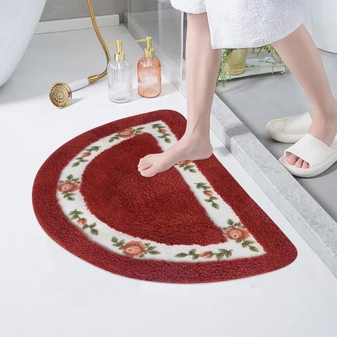 ABREEZE Floral Rose Bathroom Rugs Mats 20x31inch,Soft Shaggy Water Absorbent Non-Slip Mat Microfiber Bath Mat Shower Mat Door Mat Kitchen Mat Rugs,Blue in Kuwait