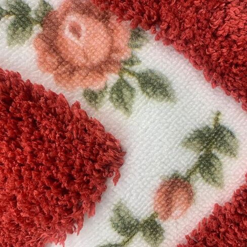 ABREEZE Floral Rose Bathroom Rugs Mats 20x31inch,Soft Shaggy Water Absorbent Non-Slip Mat Microfiber Bath Mat Shower Mat Door Mat Kitchen Mat Rugs,Blue in Kuwait