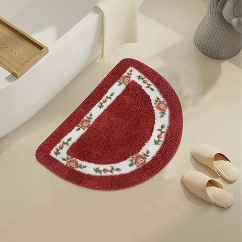 ABREEZE Floral Rose Bathroom Rugs Mats 20x31inch,Soft Shaggy Water Absorbent Non-Slip Mat Microfiber Bath Mat Shower Mat Door Mat Kitchen Mat Rugs,Blue in Kuwait