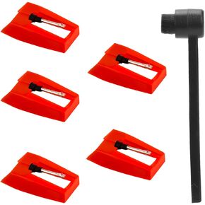 5pcs Record Player Needles, Turntable Stylus Replacement with Cleaning Brush Diamond Stylus Turntable Needle for Victrola, 1byone, Crosley, ION, Jensen LP Phonograph, Vinyl Record Players