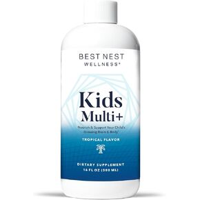 Daily Bird Liquid Multivitamins for Kids, Methylfolate, Methylated Vitamins, Natural Whole Food Blend Vitamin, Vegan, Gluten Free, Non GMO, Includes Bonus Immune Boosting Tips, Tropical, 16 oz