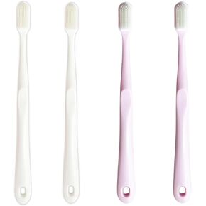Toothbrush with Ultra-Fine Soft Nano Bristles for Sensitive Teeth and Gums Protection, Suitable for Dental Braces and Gum Concavities, Multiple Colors (4 Pack)
