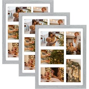 Frametory, 8x10 Picture Frame - Collage Multiple Photos, Black Solid Wood Molding, Display Two 4x6 Pictures with Mat or 10x8 Without Mat - Wooden - Real Glass Cover (Black, 1pack) in Kuwait