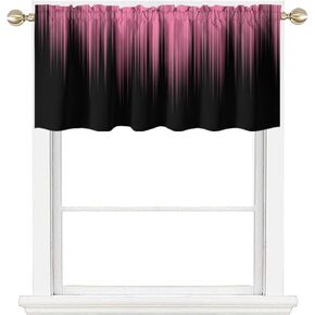 AAtter Black and Grey Window Curtains for Kitchen Small Silver White Ombre Mens Gothic Art Two Tone Gradient Abstract Trendy Living Room Bedroom Window Drape Treatment Valance, 52" W x 18" L, Modern