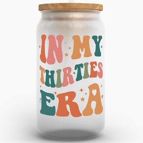 KLUBI 30th Birthday Gifts for Her - In My Thirties Era 16 Ounce Glass Cup 30th Birthday Gifts for Women In My 30s Era Gifts for Women 30s Happy 30th Birthday Decorations for Her 30 Birthday Cup