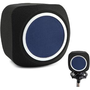 Professional Microphone Isolation Shield with Pops Filter, Reflection Mic Filter for Recording Studios, Sound-absorbing Foam for Noise and Reflection Reduction(COLOR:Blue)