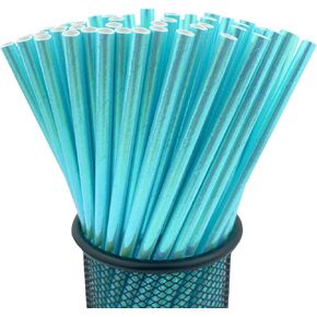 YAOSHENG Premium Disposable Drinking Paper Straws, Pack 100 White Iridescent Paper straws for Cocktail Party Supplies,Birthday,Bridal/Baby Shower,Juice,Shakes (White)