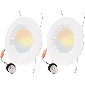 Energetic 6 Pack 5/6 Inch 5CCT LED Recessed Light Retrofit, Dimmable Can Lights with Baffle Trim, 2700K/3000K/4000K/5000K/6500K Selectable, 12.5W=100W, 950LM Downlight, IC & Wet Rated, ETL & FCC