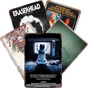 Horror Movie Decor Suspense Movie Poster Vintage Metal Tin Sign Home Pub Man Cave Wall Decorations 8" x 12" 5Pcs