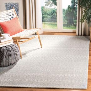 SAFAVIEH Micro-Loop Collection 3' x 5' AquaIvory MLP502K Handmade Moroccan Boho Tribal Premium Wool Entryway Living Room Foyer Bedroom Accent Rug