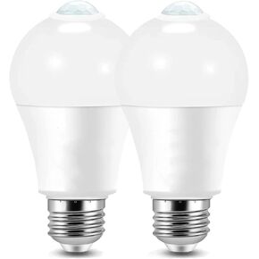 Motion Sensor Light Bulbs, Dusk to Dawn LED Bulbs, A19, 9W(60W Equivalent) 800lm, E26 3000K , Motion Activated Auto On/Off Indoor Outdoor Lighting, Porch, Garage, Hallway, Basement(Warm White, 2 Pack)