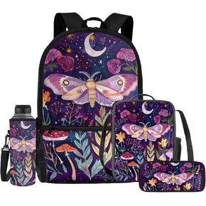 Uourmeti Wolf Backpack Purse for Teen Girls Boys 10-12 Years Old Bookbags Sets with Lunch Box Kindergarten Elementary School Bag with Water Bottle Holder Kids Pencil Case for School Supplies
