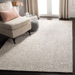 SAFAVIEH Glamour Collection 9' x 12' Beige/Ivory GLM117F Handmade Premium Wool & Viscose Area Rug