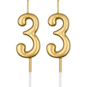 33rd Birthday Candles, Silver Number 33 3 Candle for Cake, Happy Birthday Cake Topper Decoration for Birthday Anniversary Celebration Party Supplies