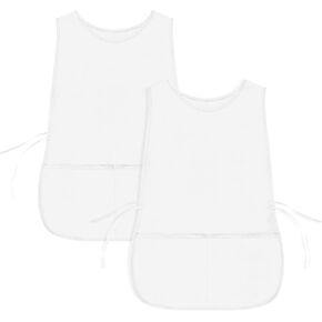 DALIX Cobbler Apron 2 Pockets Smock Regular 28.5" x 18.5" Poly Cotton Black White