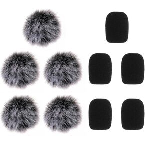 10 Pack Lapel Headset Microphone Windscreen Foam Cover Set Mini MIC Furry Windscreen Pop Filter for Lavalier Lapel Microphone Shield Protection Noise Reduction Studio Equipment Clearer Record