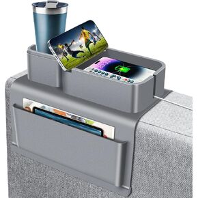 Couch Cup Holder, Easyjoy Silicone Sofa Armrest Tray with Side Pockets, Super Large Anti-Spill and Anti-Slip Big Couch Caddy with Cup Holder, Drink Holder for Couch Arm Tray, Fathers Day Dad Gifts