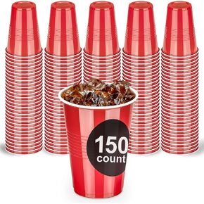 DecorRack 50 Count Blue Solo Party Cups, 16 oz BPA Free Plastic Cups, Perfect for Birthday, Picnic, Indoor and Outdoor Event, Stackable, Reusable, Disposable Round Beverage Drinking Cups (50 Pack)