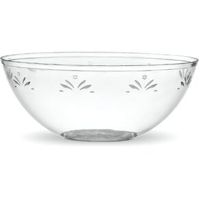 PLASTICPRO Disposable Round Serving Bowls, Party Snack or Salad Bowl, Plastic Crystal Clear Pack of 4 (X Large Bowls, 4)