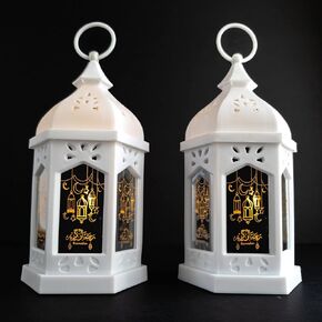 (2Pcs Set) OLEEK Ramadan Lantern Lights - Ramadan Decorations for Home 2024 - Ramadan Gifts for Kids - Ramadan Decorations for Table, Wall, Outdoor & Eid Decor