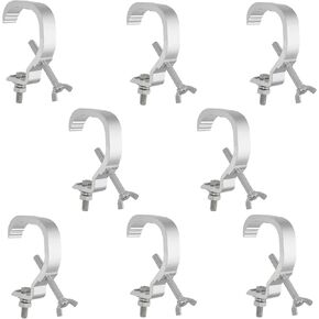 8 Pack Stage Light Clamp Hook, Aluminum Alloy Truss C-Clamp, Heavy Duty Stage Lights Truss Clamp for DJ Lighting Par Lights Spot Lights, Fit for 1.18-2 Inch OD Tube/Pipe, Silver