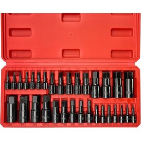 92PCS 1/4" 3/8"and 1/2" Allen and Torx Bit Socket Set,Drive Torx/Tamper Proof Torx/Hex, S2 Steel &CR-V,SAE & Metric
