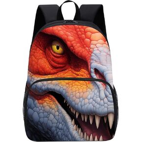 Dinosaur Backpack for Boys Girls, Cool Realistic Dinosaur Face Backpack, T-rex Dino Bookbag, Animal Monster Print Backpack for Kids, Elementary School Backpack, 16 Inches, Blue Pink