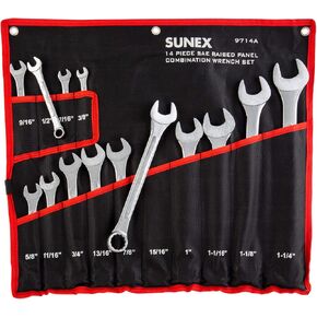 Sunex Tools 9707 Jumbo Fractional Combination Wrench Set, 7Piece (Includes Roll-Case), SAE Jumbo Combination Wrench Set