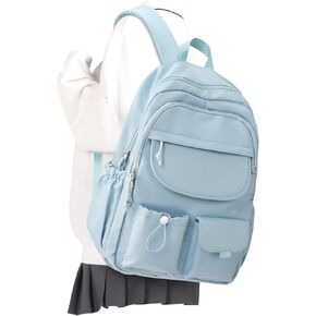 Cute School Backpack for Teens Girls Boys Aesthetic School Bag Waterproof Backpack for College Students Bookbag for Men Multi Pocket Backpack for Women（Blue）