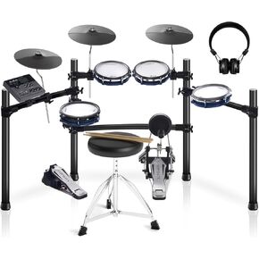 ACE-310 Electric Drum Set with Double Quite Mesh Head Drum Pads, 3 Cymbals with Choke, 5" Bass Drum, 52+ Drum Kits and 918 Authentic Sounds, Bluetooth, Sticks, Headphones, Suit for Advanced