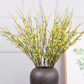 6Pcs Artificial Pussy Willow Branches for Vases,33In Dried Faux Pussywillows Long Stem Artificial Flowers for Tall Vase Fake Ficus Twig for Home Hotel Office Bedroom Decor (White)