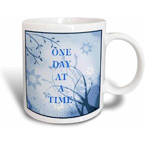 3dRose mug_80290_1 One Day At a Time on Colored Backgound Ceramic Mug, 11-Ounce