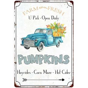 Vintage Tin Sign Fall Decorations For Home Kitchen Farmhouse Porch Indoor Outside Door Window Wall Decor, Fall Is For Pumpkin Spice Crunchy Leaves Apple Cider Funny Painting, 8X12 Inches