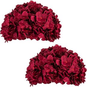 BLOSMON Hydrangea Artificial Flowers Ball Centerpieces 10 Pcs Burgundy Fake Flowers Silk Hydrangea Flower Balls Faux Hydrangeas Floral Arrangements Bouquet for Wedding Home Room Table Decoration