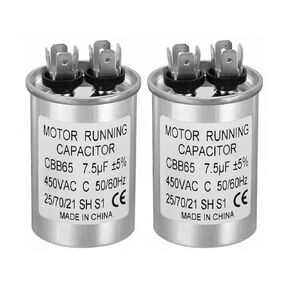 PATIKIL 10uF ±5% 10MDF 450V AC Fan Start Capacitor,2Pcs CBB65 Circular Run Capacitor for AC Motor Run Air Conditioner Cool Heat Pump Condenser Straight