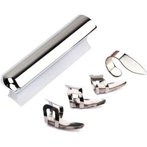 Guitar Slide Tone Bar with 3 Finger Pick + 1 Thumb Pick for Guitar Bass,Stainless Steel Chrome (R525)