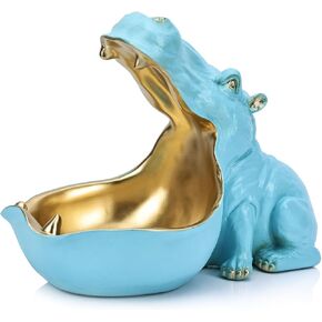QIANLING Resin Hippo Statue for Entryway, Multi-Purpose Holder for Keys, Candy, Jewelry, and Earrings - Perfect for Home Decor, Modern Art, Dining Table, Office Desk, Entryway, Shelf Decor